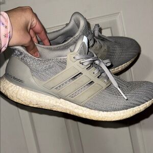 Adidas Ultra Boost Gray and White Sneakers